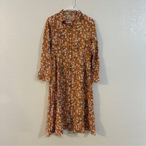 NWOT Shirtdress Floral Midi Carmel Women’s Size Small